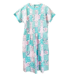 Vtg Matti Lynne Pina Lovoi Women Colorful Shift Dress 8 Floral Patchwork Floral